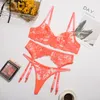 3 pezzi set di lingerie Le donne vedono attraverso il reggiseno e le mutandine biancheria intima ricami floreali langerie babydoll con giarrettiera sotto la panty x0288z