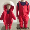 2 pcs conjunto de roupas infantil conjunto inverno para baixo bebê menina roupa macacão para bebês colar de pele quente menino snowsuit infant outwear H0909