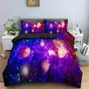 Galaxy Pattern Beddengoed Set Planet Dekbedovertrek Beddengoed Twin / King / Queen Size Cozy Trooster voor kinderen Home