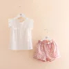 Zomer Mode 2 3 4 6 8 10 jaar Hollow Out Fly Sleeve T-shirt + Bloemen Shorts 2 Stukken Kleine Kinderen Baby Meisjes Zomer Sets 210701