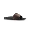 2024 Designer Slipper Kvinnor tofflor Sandaler Män glider vid vattnet brunt blomma läder sandal kvinnor flip flops mens skor 36-46 med orange låda och dammväska #lsl-01