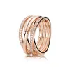 Alta qualità 100% 925 sterling silver fit pandora anello in oro rosa ciondolo anello gioielli fidanzamento amanti moda coppia di sposi per le donne