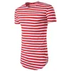 Striped Longline T Рубашка Мужские Летние Новый Коротким Рукавом Удлиненные Мужские футболки Хип Хоп Hi Уличные Топы Tees CamiSetas Hombre 210409