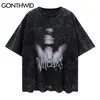 Tshirts hajuku vintage distressed creative print tees shirts streetwear hip hop punk rock gothic casual lösa toppar 210602