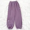 Sweatpants mulheres outono letras estilo coreano elástico cintura alta calças moda mujer pantalones 18349 210415