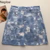 NEPLOE Dames Rokken Mini Hoge Taille Slanke Dunne A-Lijn Jupe Zomer Koreaanse Mode Tie-Dye Saia Wild Bodycon Faldas Mujer 210422