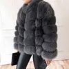 100% véritable manteau de fourrure femme chaude et élégante veste de fourrure naturelle gilet col montant manteau en cuir à manches longues manteaux de fourrure naturelle 211122