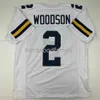 Anpassade Charles Woodson Michigan White College Sömda fotbollströjor Lägg till valfritt namnnummer