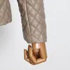 Kaki Plaid Coton Manteau Pour Femmes Revers À Manches Longues Tunique Court Femme Mode Vêtements Automne 210524