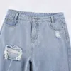 Y2K Hole Ripped Jeans Woman High Waist Burr Casual Straight Denim Pants Long Baggy Boyfriend Oversize Streetwear 210517