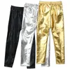 Melario Nuovo Autunno skinny Oro Nero Rosso Argento pantaloni di pelle per bambini ragazza legging neonate ragazzi pantaloni 4-8 anni 210412