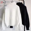 Women Turtleneck Sweaters Autumn Winter Long Sleeve Thick Jumpers Solid Black White Casual Soft Warm Sweater Pull Femme Pullover 211018