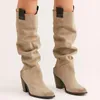 Boots Big Size Shoes Woman Sexy Thigh High Heels Boots-Women Round Toe Winter Footwear Large Over-the-Knee Ladie