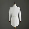 (Jacket+Pants) 2 Piece Wedding Suit White Embroidery Tailcoat Set Singer Host Swallowtail Costumes Magician Chorus Stage Suits X0909