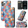 colorful painted pu leather wallet phone cases magnetic credit card slot flip book For Iphone 13 Mini Pro MAX 12 11 XR XS X 8 7 6 multifunction practical storage function