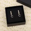 drop earring with diamonds and three pcs large size for women wedding jewelry gift in 18k gold plated have stamp BOX PS3097