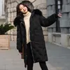 Korea Fashion Winter Jacket Fur Collar Cotton Padded Coat Women Loose Hooded Thicken Long Ladies Warm Parkas D290 210512