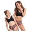 Zomer familie matching badpak 2-pcs sets effen kleur vest stijl bikini + bloemenzwembroek Moeder dochter E2103 210610