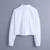 Elegant Women Turn Down Collar Shirts Fashion Ladies Pocket Shorts Tops Streetwear Female Chic White Blouses 210430