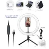Ring Light USB LED Selfie Jasność z statywu Desktop Uchwyt na telefon komórkowy dla Pography Makeup Live YouTube Filmy Flash Heads
