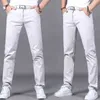 Brand Men's Spring and summer 98% cotton Pants men Business Slim Elastic Casual black Khaki Fit Straight pant trousers male 211108