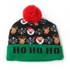 Christmas Letters Printed Children's Knitted Hat With LED Winter Warm Colorful Lights Adult Kids Boys Grils Halloween ELK Santa Crochet Hats H916T5MT