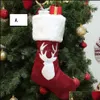 Decoraciones navideñas Suministros festivos para fiestas Hogar Jardín Medias de alce grandes Bolsas de regalo Adornos para árboles de Navidad Calcetines Chimenea Colgante colgante Fo