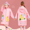 Barn flicka / pojke regnrock söt tecknad tryckta kläder rosa / blå / gul regnrock vattentät jumpsuit hooded rainwear 211204