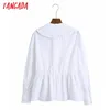 Женщины оборманы белые рубашки с длинным рукавом сплошной питер Pier Pan Holly Elegant женские блузки 6Z56 210416