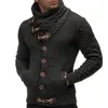 Knitted Sweater Men Long Sleeve Button Cardigans Autumn All-Match Mens Clothes Casual Pocket Slim Fit Coat Sweaters Black Style