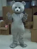 Halloween mignon gris ours mascotte Costume de qualité de qualité de qualité Carnival Unisexe Adults tenue Robe de fête d'anniversaire de Noël