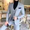 Ternos masculinos conjuntos de terno xadrez 4 cores escolher high-end masculino negócios vestido de festa de casamento homem jaqueta com colete e calças tamanho 5xl