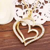 Hängsmycke Halsband 1pc Justerbar Golden Silver Rose Double Heart Crystal Love Valentines Present Alla hjärtans dag Bröllop Smycken Graciös