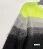 여성 스웨터 여자 형광 녹색 회색 검은 그라디언트 양모 모헤어 라운드 목 긴 소매 점퍼 패션 니트 2022FW