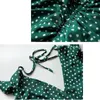 Whffles Pinky Dot Print Long Boho платье сексуальная открытая спинка зеленый бриз случайные уличные одежды Vestidos 210421