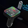 F2 Bluetooth Car Kit FM Transmitter Modulator Colorful LED Backlight Wireless Radio Adapter HandsFree for Phone TF MP3 Player Type C Port