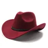 Vinterkvinnor män svart ull fedora hatt chapeu western cowboy hatt gentleman jazz sombrero hombre cap elegant lady cowgirl hattar 22022700041