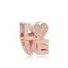 Fit Pandora Charm Pulsera Oro rosa Amor Corazón Plata europea Charms Beads DIY Cadena de serpiente para mujer Brazalete Collar Joyería