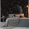 Moon Trippy Tapestry Wall Hanging Black and White Wall Cloth Tapeleries Decorative Psychedelic Tapestry For Bedroom S M L T200622234V