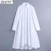 Women Fashion Turn Down Collar Single Breasted White Shirt Dress Office Ladies Casual Loose Business Vestido DS5043 210416