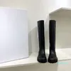 Diseñador de calidad invernal calidad botas de cuero lujoso chunky combate vaquero lluvia lluvia plataforma tacón tobillo zapatos de mujer