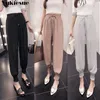 Beach Bohemian women s pants with high waist elastic boho chiffon harem pants for women trousers woman pants female Plus size 210412