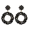 Colorful Full Rhinestone Flower Round Statement Drop Dangle Earrings Women High Quality Crystal Jewelry Accessories