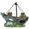 Aquarium Fish Tank Decorations Landscape Pirate Ship Wreck Ships Decor Resin Boat Ornament Accessories