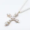 Pendanthalsband Xiaosang 2022 Fashion Pearl Cross Style Choker Halsband på nackpärlorna för kvinnors smycken