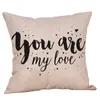 Happy Valentine's Day Throw Round Letter Cotton Linen Pillows Cafe Decoration Festival Pillow Case Cushion Cover B1 Kudde/Dekorativ