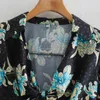 Women Flower Printing V Neck Bow Tie Midi Dress Female Long Sleeve Clothes Casual Loose Vestido D6902 210430