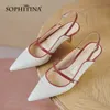 Sophitina Weiche Leder Frauen Schuhe Perle Dekoration Back Strap Toe-Covering Schuhe TPR Handmade High-Heeled Weibliche Sandalen AO789 210513