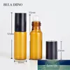 5ml transparent verre d'ambre mini huiles essentielles rouleaux sur des bouteilles de parfum échantillon conteneurs flacons en acier inoxydable rouleau de rouleau1