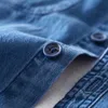 Men's Casual Shirts 2021 Men Office Style Denim Shirt 100%cotton Solid Long Sleeve Tops Man High Quality Blue Jeans Chemise